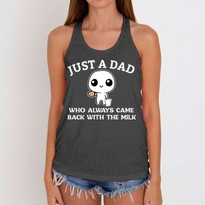 Just A Dad Who Always Came Back With The Milk Women's Knotted Racerback Tank