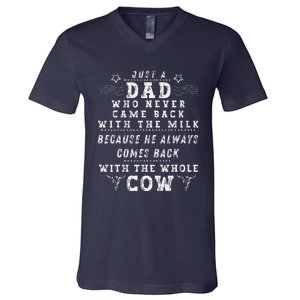 Just A Dad Who Always Came Back With The Milk Fathers Day V-Neck T-Shirt