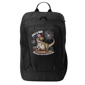 Just A Dad Who Always Came Back With The Milk Funny Trex City Backpack