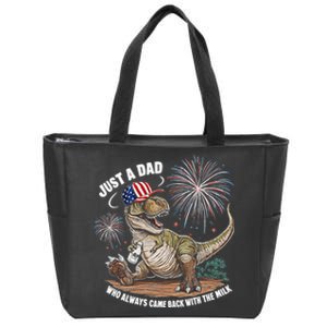 Just A Dad Who Always Came Back With The Milk Funny Trex Zip Tote Bag