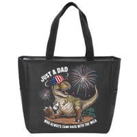 Just A Dad Who Always Came Back With The Milk Funny Trex Zip Tote Bag