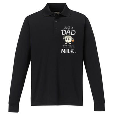 Just A Dad Who Always Came Back With The Milk Performance Long Sleeve Polo