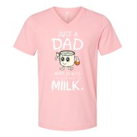 Just A Dad Who Always Came Back With The Milk V-Neck T-Shirt