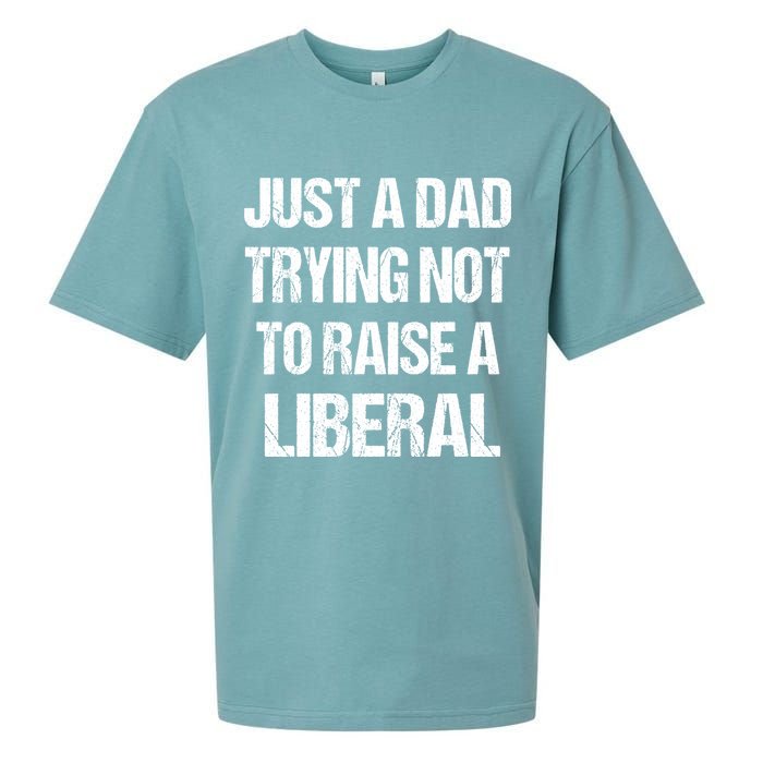 Just A Dad Trying Not To Raise A Liberal Sueded Cloud Jersey T-Shirt