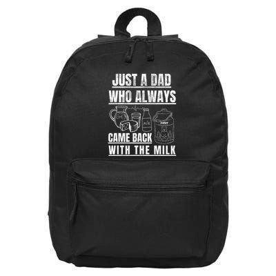 Just A Dad Who Always Came Back With The Milk 16 in Basic Backpack