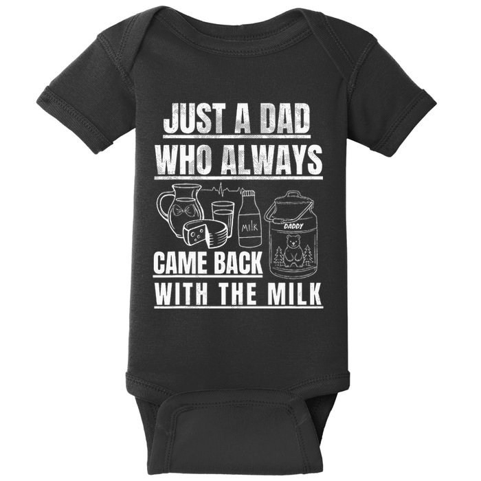 Just A Dad Who Always Came Back With The Milk Baby Bodysuit