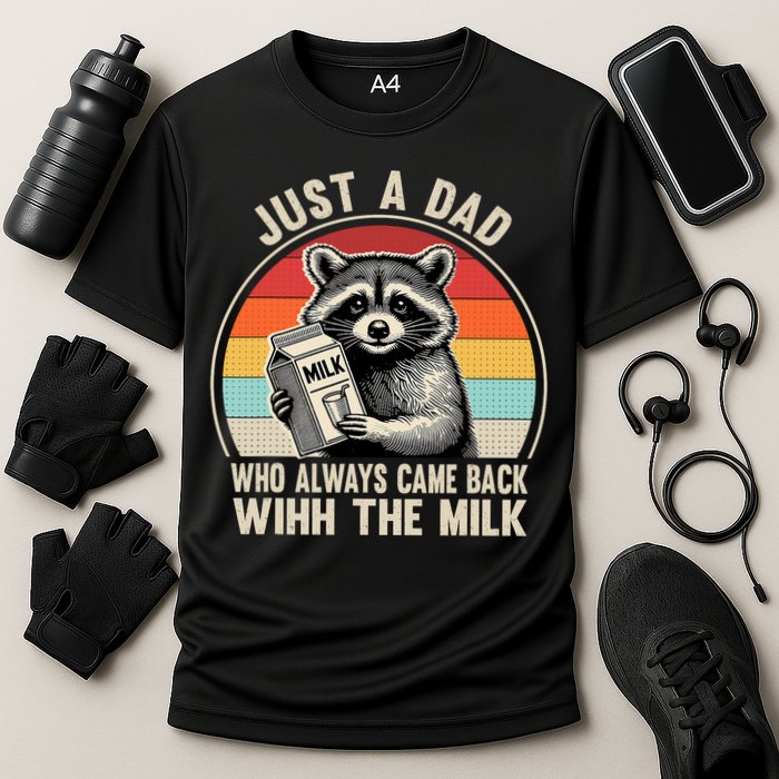Just A Dad Who Always Came Back With The Milk Fathers Day  Cooling Performance Crew T-Shirt