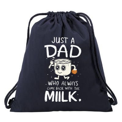 Just A Dad Who Always Came Back With The Milk  Funny Fathers Day Drawstring Bag
