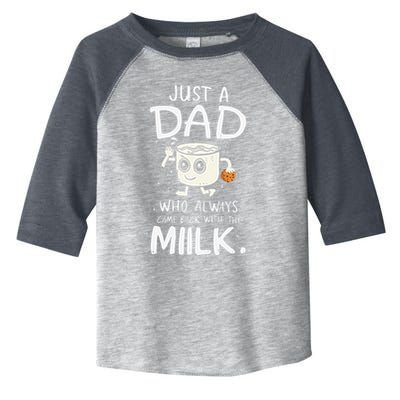 Just A Dad Who Always Came Back With The Milk  Funny Fathers Day Toddler Fine Jersey T-Shirt