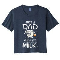 Just A Dad Who Always Came Back With The Milk  Funny Fathers Day Women's Crop Top Tee