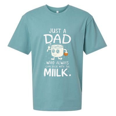 Just A Dad Who Always Came Back With The Milk  Funny Fathers Day Sueded Cloud Jersey T-Shirt