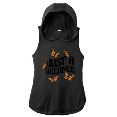 Just A Dreamer Butterfly Cute Gift Ladies PosiCharge Tri-Blend Wicking Draft Hoodie Tank