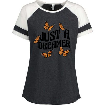 Just A Dreamer Butterfly Cute Gift Enza Ladies Jersey Colorblock Tee