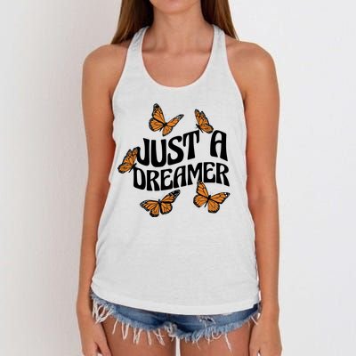 Just A Dreamer Butterfly Cute Gift Women's Knotted Racerback Tank