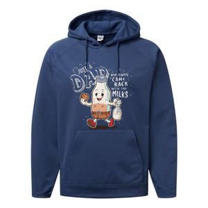 Just A Dad Who Always Came Back With The Milk Fathers Day Performance Fleece Hoodie