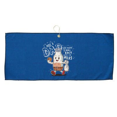 Just A Dad Who Always Came Back With The Milk Fathers Day Large Microfiber Waffle Golf Towel