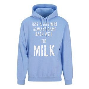 Just A Dad Who Always Came Back With The Milk Funny Dad Unisex Surf Hoodie