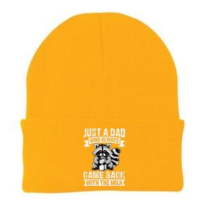 Just A Dad Who Always Came Back With The Milk Funny Gift Knit Cap Winter Beanie