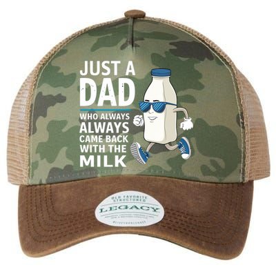 Just A Dad Who Always Came Back With The Milk Father’S Day Funny Dad Parenting Legacy Tie Dye Trucker Hat