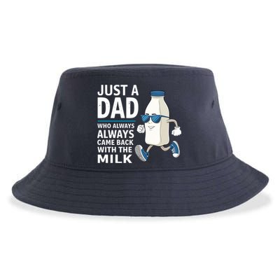 Just A Dad Who Always Came Back With The Milk Father’S Day Funny Dad Parenting Sustainable Bucket Hat