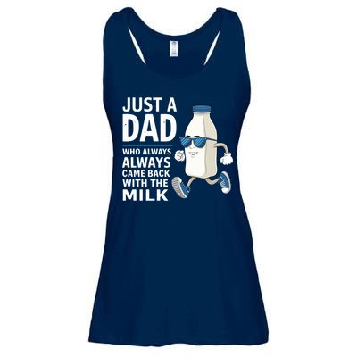 Just A Dad Who Always Came Back With The Milk Father’S Day Funny Dad Parenting Ladies Essential Flowy Tank