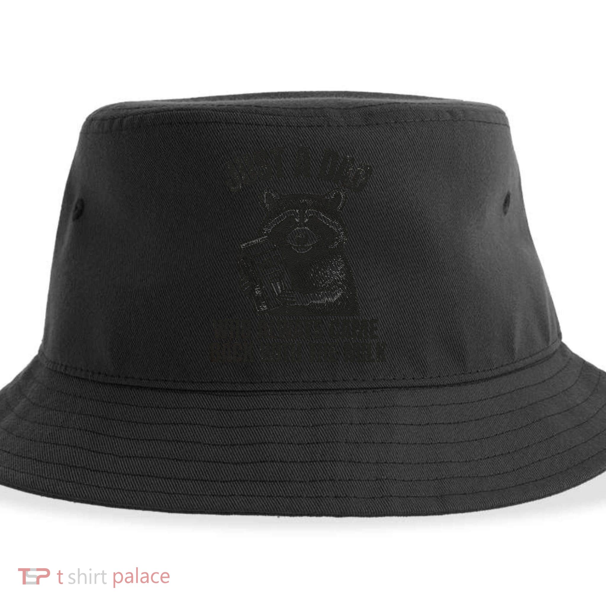 Just A Dad Who Came Back With The Milk FatherS Day Raccoon Sustainable Bucket Hat