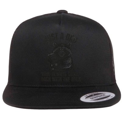 Just A Dad Who Came Back With The Milk FatherS Day Raccoon Flatbill Hat