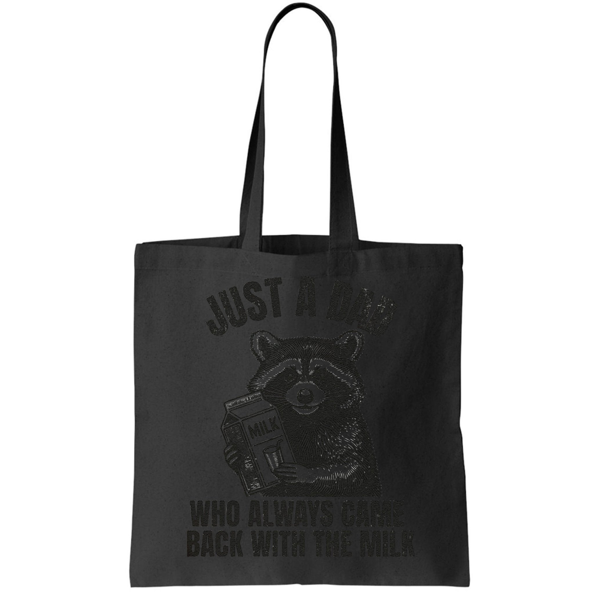 Just A Dad Who Came Back With The Milk FatherS Day Raccoon Bag