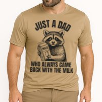 Just A Dad Who Came Back With The Milk FatherS Day Raccoon Cooling Performance Crew T-Shirt