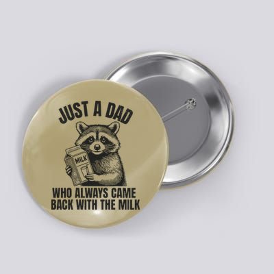 Just A Dad Who Came Back With The Milk FatherS Day Raccoon Button