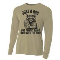 Just A Dad Who Came Back With The Milk FatherS Day Raccoon Cooling Performance Long Sleeve Crew