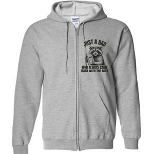 Just A Dad Who Came Back With The Milk FatherS Day Raccoon Full Zip Hoodie