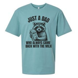 Just A Dad Who Came Back With The Milk FatherS Day Raccoon Sueded Cloud Jersey T-Shirt