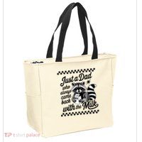 Just A Dad Who Always Came Back With The Milk Raccoon Funny Zip Tote Bag