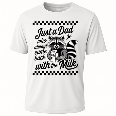 Just A Dad Who Always Came Back With The Milk Raccoon Funny Performance Shirt