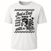 Just A Dad Who Always Came Back With The Milk Raccoon Funny Cooling Performance Crew T-Shirt