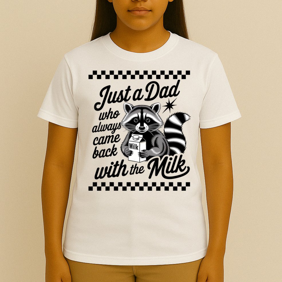Just A Dad Who Always Came Back With The Milk Raccoon Funny T-Shirt