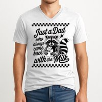 Just A Dad Who Always Came Back With The Milk Raccoon Funny V-Neck T-Shirt