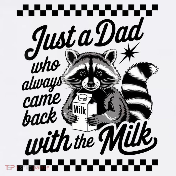 Just A Dad Who Always Came Back With The Milk Raccoon Funny Sustainable Bucket Hat