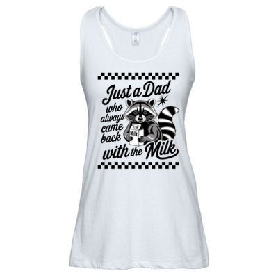Just A Dad Who Always Came Back With The Milk Raccoon Funny Ladies Essential Flowy Tank
