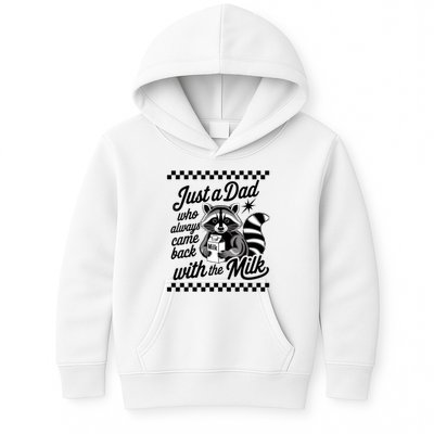 Just A Dad Who Always Came Back With The Milk Raccoon Funny Kids Hoodie