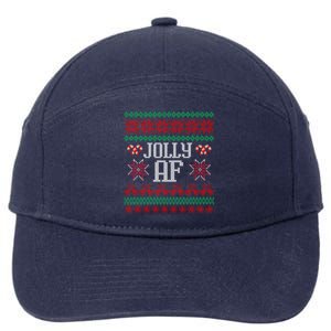 Jolly Af Funny Adult Humor Ugly Christmas Gift 7-Panel Snapback Hat