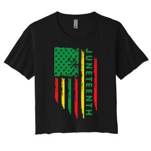 Juneteenth Africa Flags Black African American Pride 1865 Women's Crop Top Tee