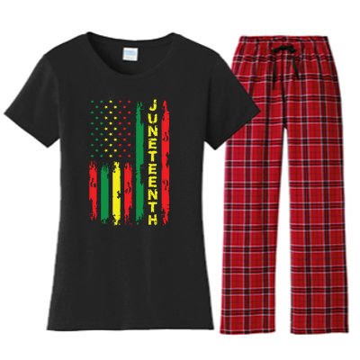 Juneteenth American Flag Black Freedom Day June 19th 1865 Women's Flannel Pajama Set