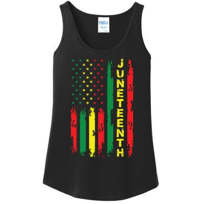 Juneteenth American Flag Black Freedom Day June 19th 1865 Ladies Essential Tank