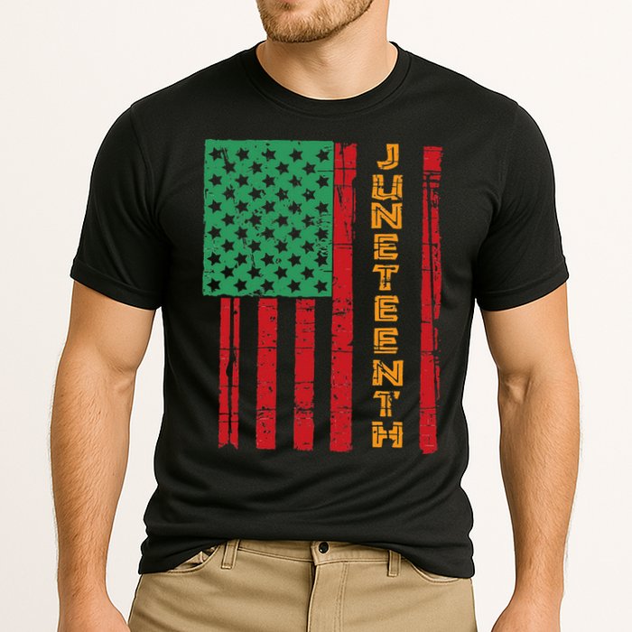 Juneteenth American Flag Cooling Performance Crew T-Shirt