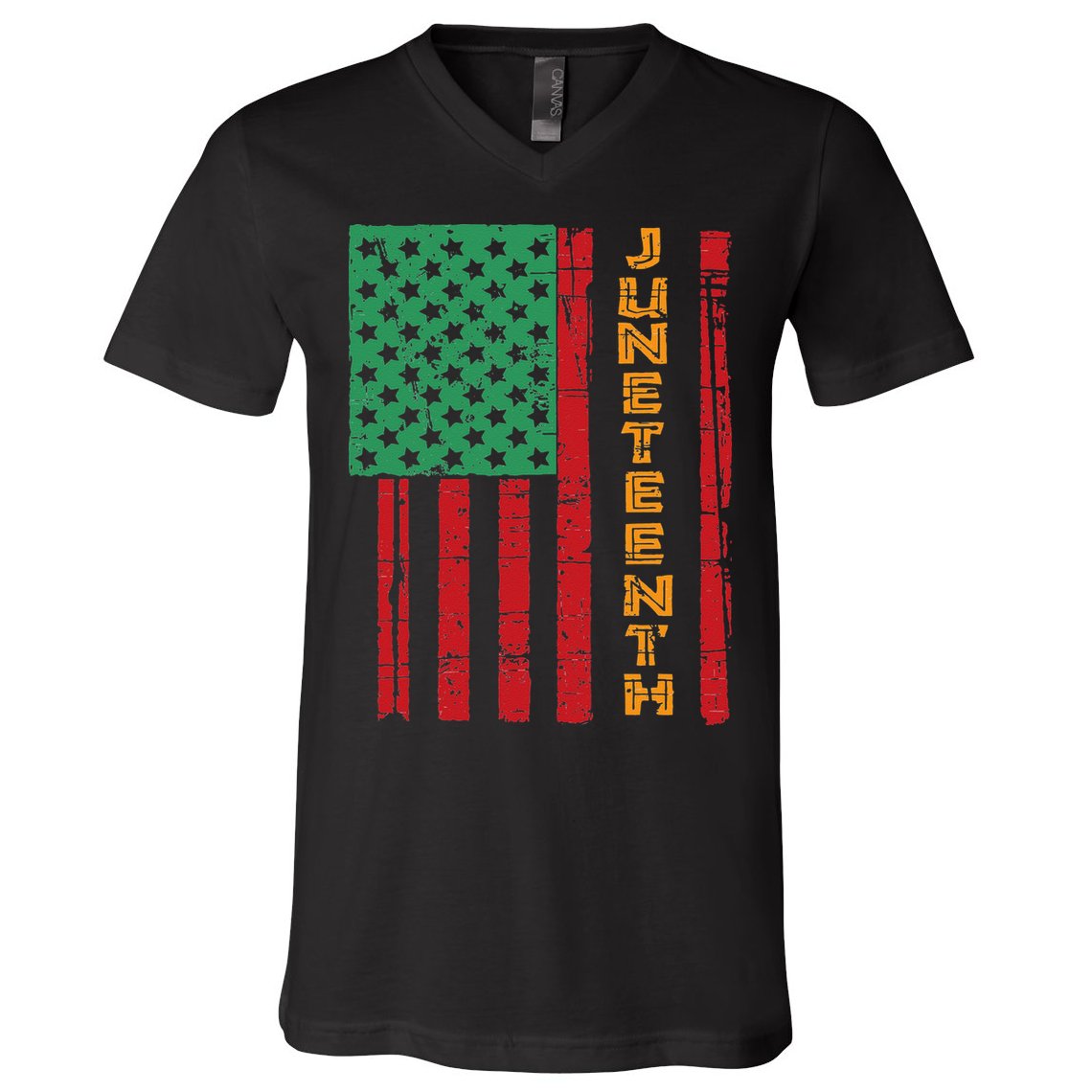 Juneteenth American Flag V-Neck T-Shirt