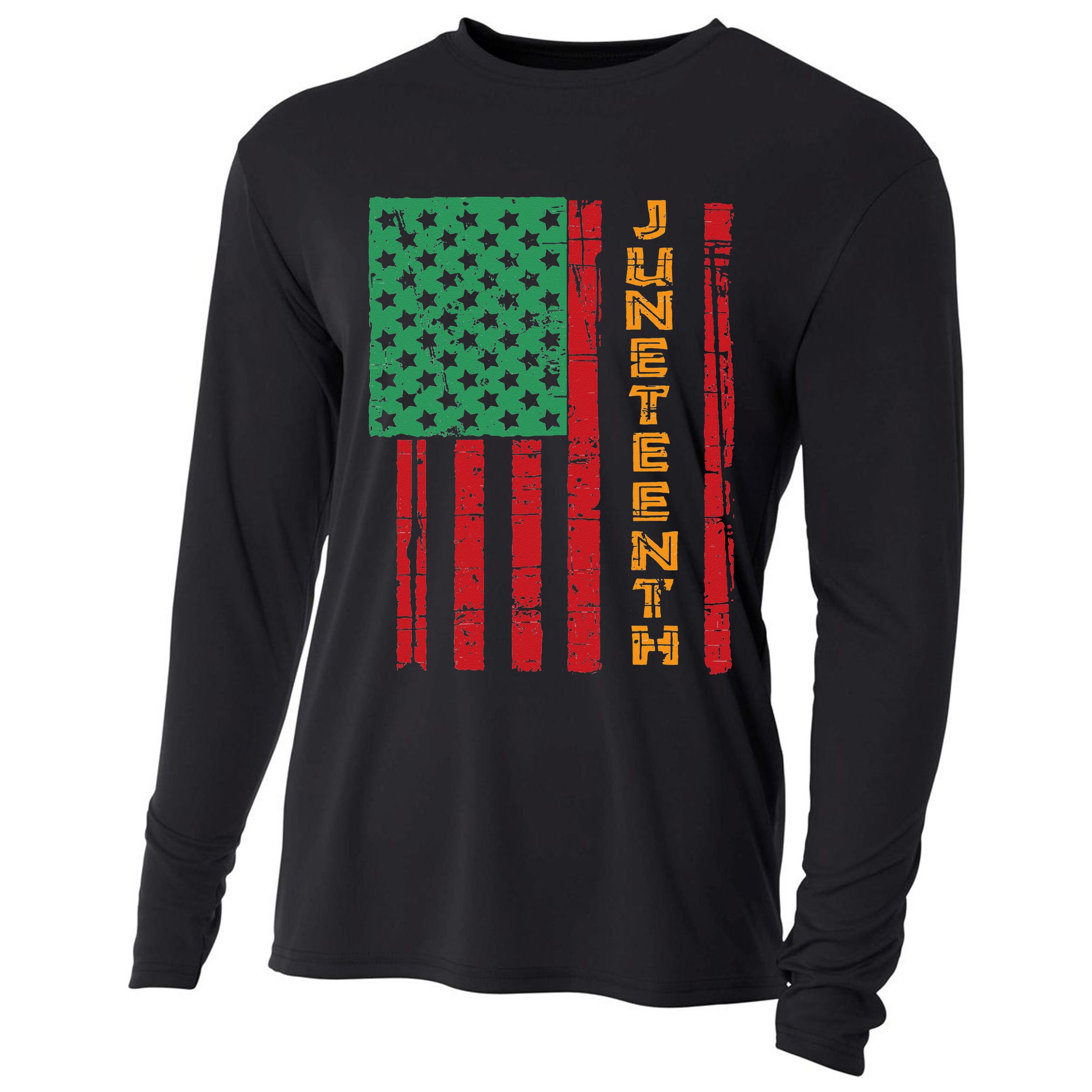 Juneteenth American Flag Cooling Performance Long Sleeve Crew