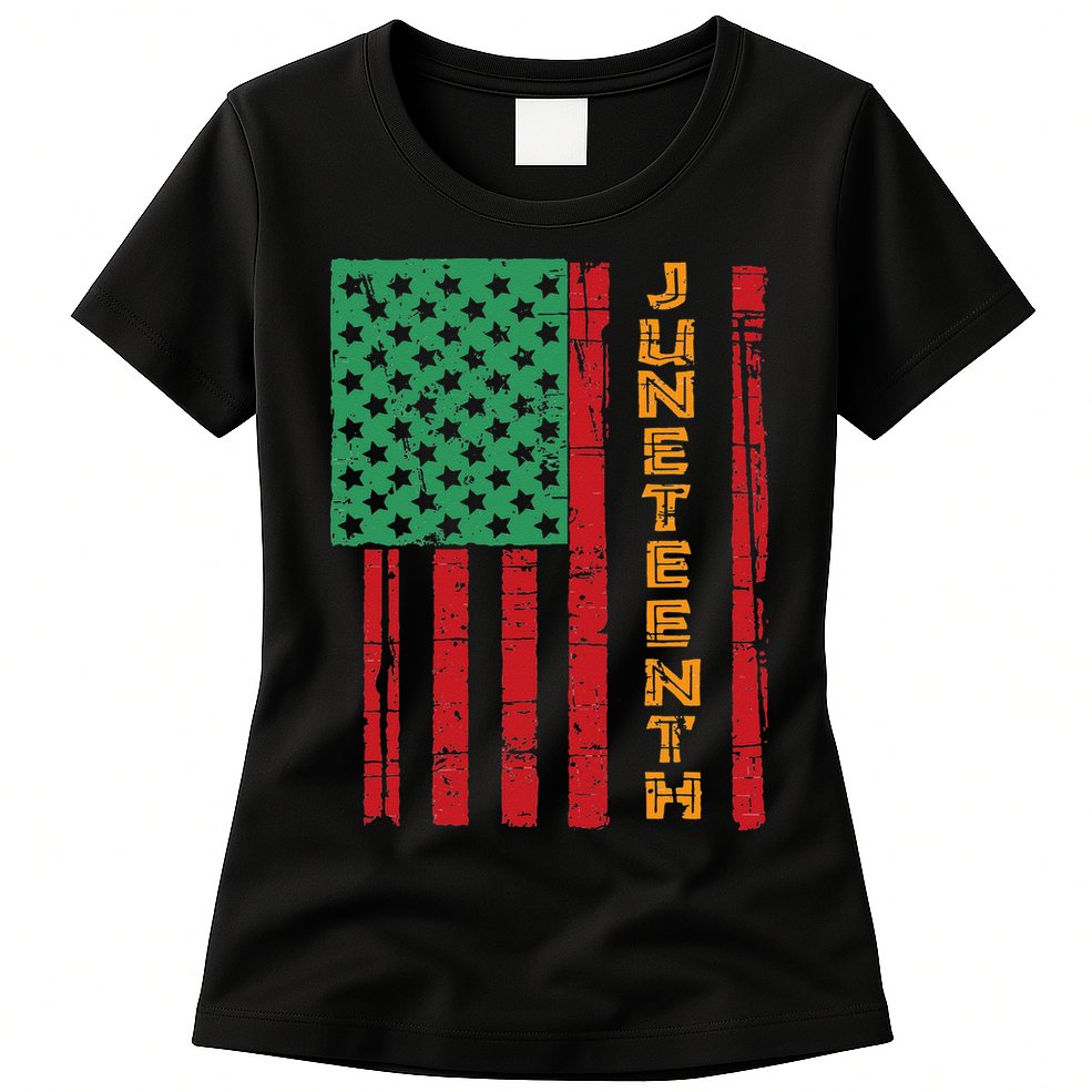 Juneteenth American Flag Womens T-Shirt