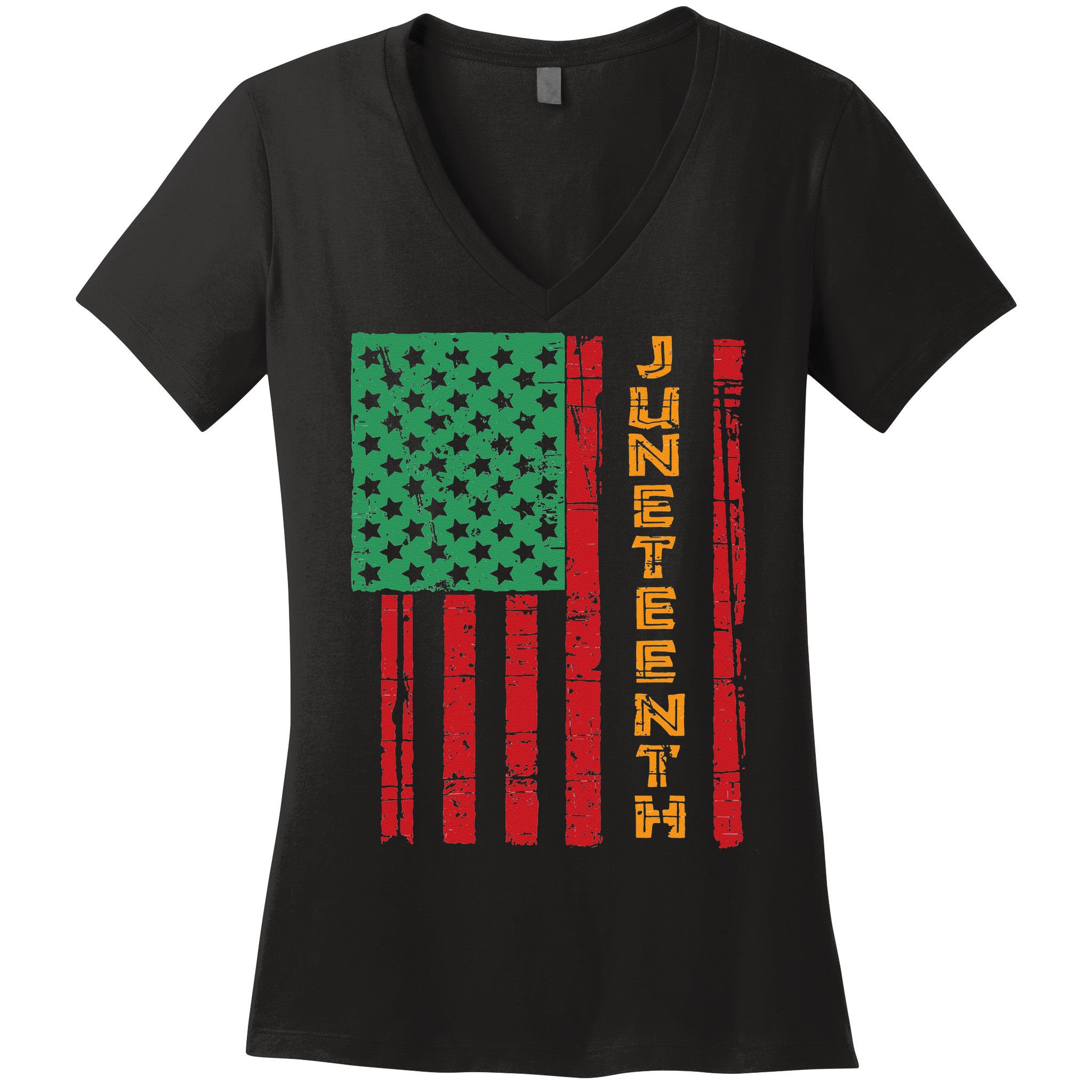 Juneteenth American Flag Women's V-Neck T-Shirt